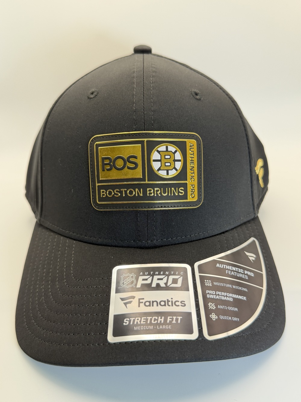 Fanatics Boston Bruins Authentic Pro Stretch Fit Hat Black Medium-Large NWT